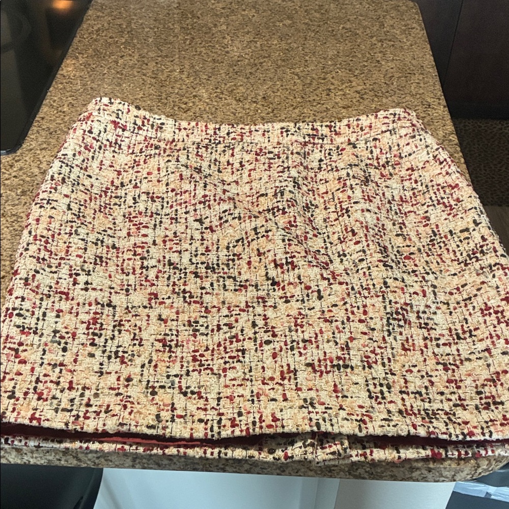 Bar III Red and Cream Tweed Mini Skirt